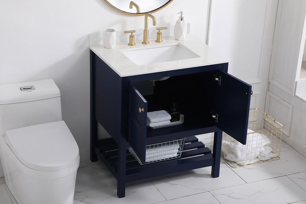 Elegant Furniture & Lighting - Theo 30 inch Single Bathroom Vanity in Blue with Backsplash - VF16430BL-BS veiw 9