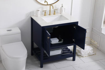 Elegant Furniture & Lighting - Theo 30 inch Single Bathroom Vanity in Blue with Backsplash - VF16430BL-BS veiw 9