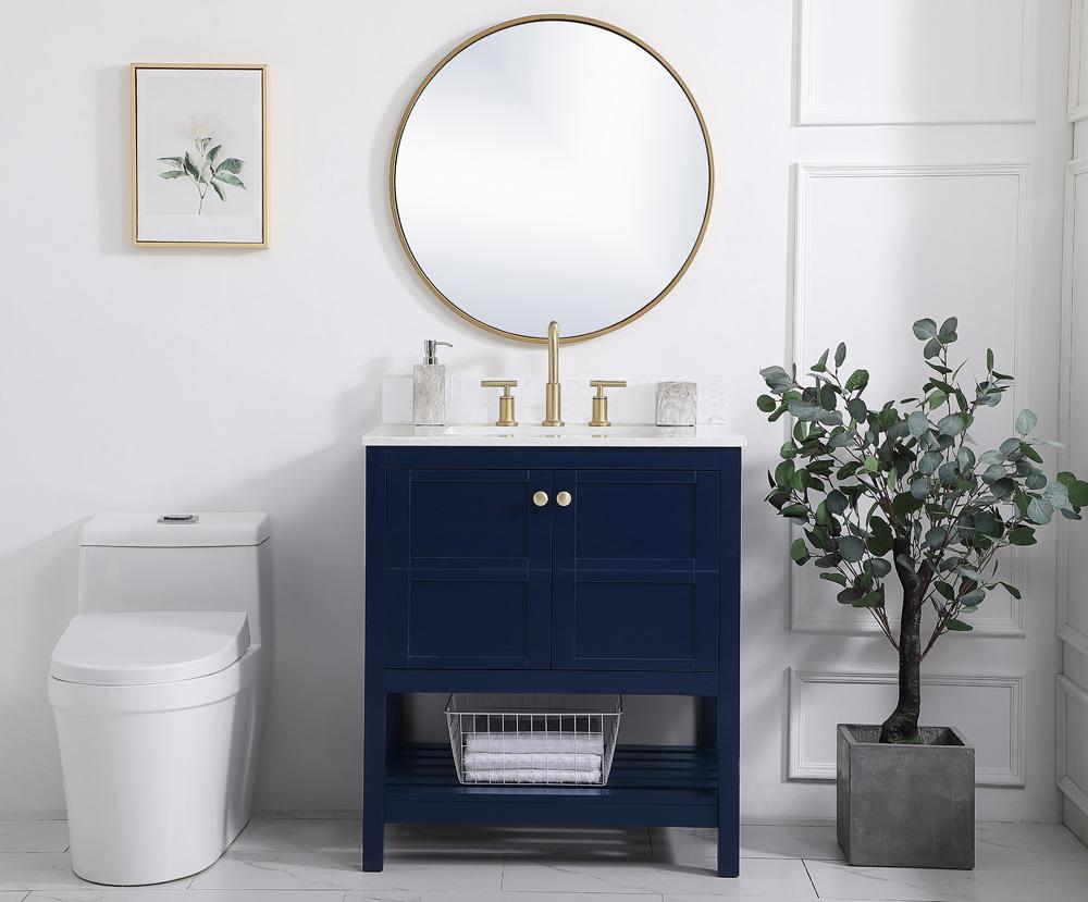 Elegant Furniture & Lighting - Theo 30 inch Single Bathroom Vanity in Blue with Backsplash - VF16430BL-BS veiw 10