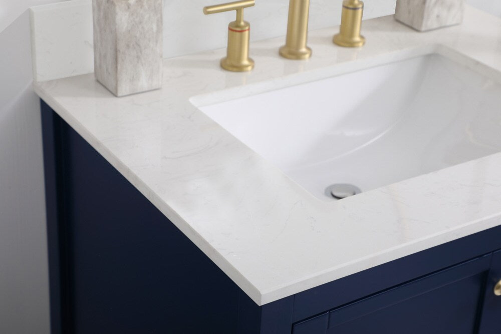 Elegant Furniture & Lighting - Theo 30 inch Single Bathroom Vanity in Blue with Backsplash - VF16430BL-BS veiw 11