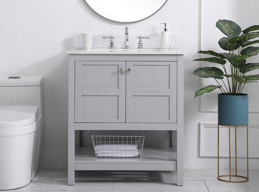 Elegant Furniture & Lighting - Theo 30 inch Single Bathroom Vanity in Gray with Backsplash - VF16430GR-BS veiw 2
