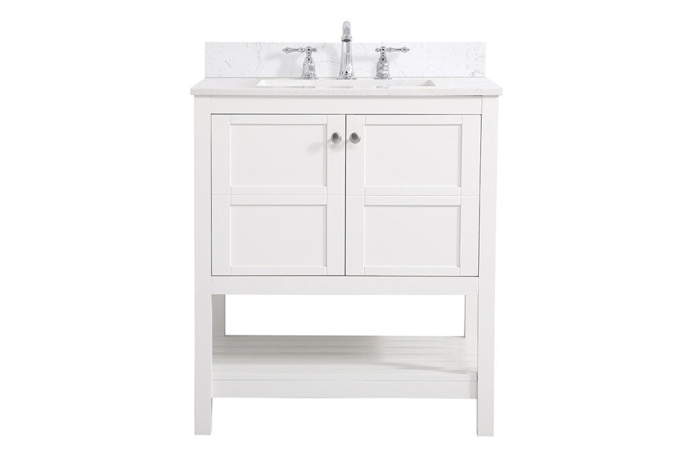 Elegant Furniture & Lighting - Theo 30 inch Single Bathroom Vanity in White with Backsplash - VF16430WH-BS veiw 1
