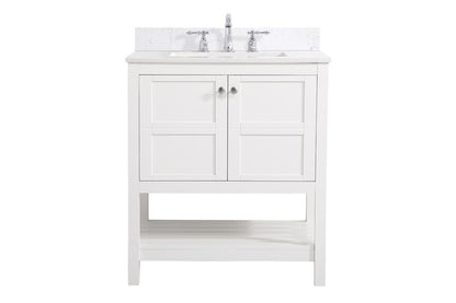 Elegant Furniture & Lighting - Theo 30 inch Single Bathroom Vanity in White with Backsplash - VF16430WH-BS veiw 1