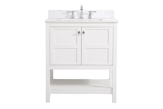 Elegant Furniture & Lighting - Theo 30 inch Single Bathroom Vanity in White with Backsplash - VF16430WH-BS veiw 1