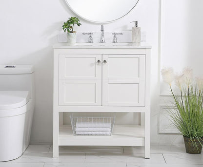 Elegant Furniture & Lighting - Theo 30 inch Single Bathroom Vanity in White with Backsplash - VF16430WH-BS veiw 2