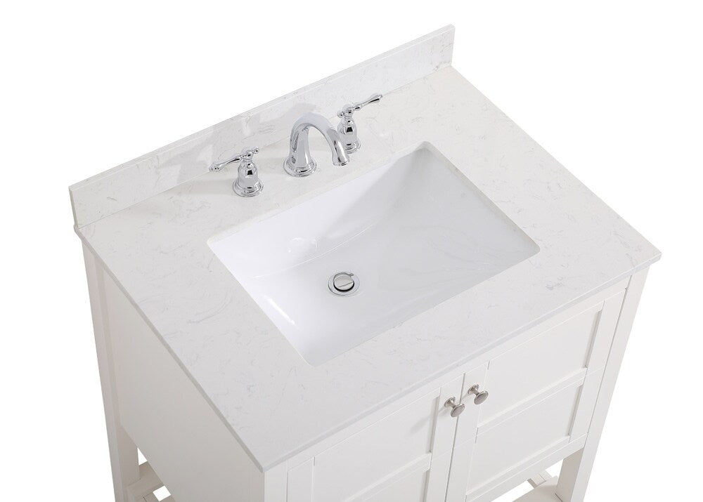 Elegant Furniture & Lighting - Theo 30 inch Single Bathroom Vanity in White with Backsplash - VF16430WH-BS veiw 3
