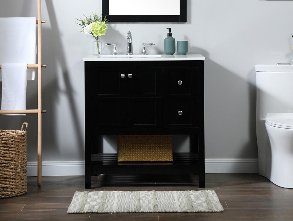 Elegant Furniture & Lighting - Theo 32 inch Single bathroom vanity in black - VF16432BK veiw 2