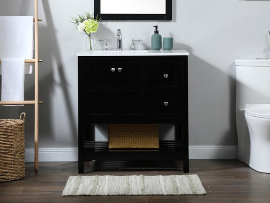 Elegant Furniture & Lighting - Theo 32 inch Single bathroom vanity in black - VF16432BK veiw 2