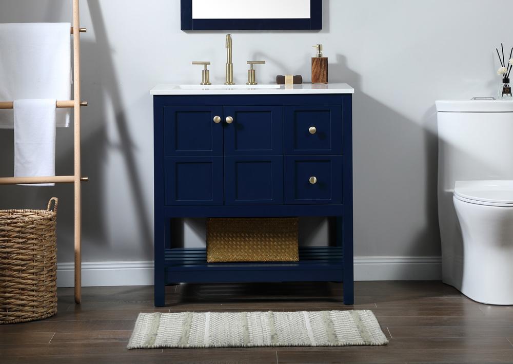 Elegant Furniture & Lighting - Theo 32 inch Single bathroom vanity in blue - VF16432BL veiw 2