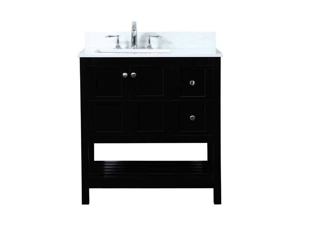 Elegant Furniture & Lighting - Theo 32 inch Single bathroom vanity in black with backsplash - VF16432BK-BS veiw 1