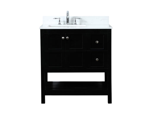 Elegant Furniture & Lighting - Theo 32 inch Single bathroom vanity in black with backsplash - VF16432BK-BS veiw 1