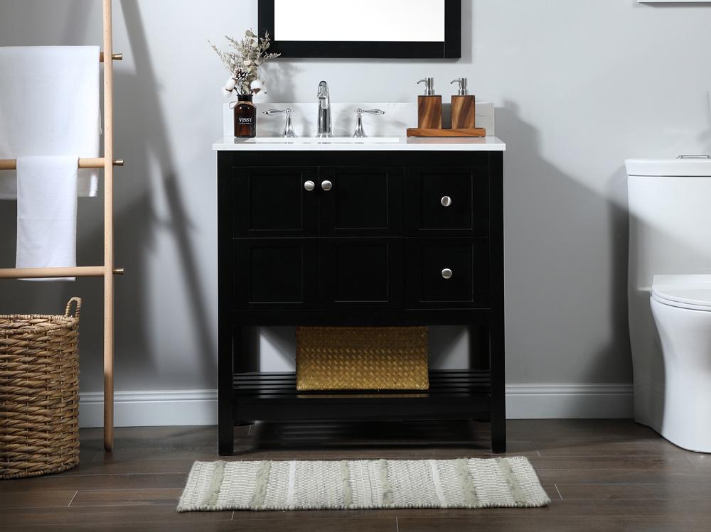 Elegant Furniture & Lighting - Theo 32 inch Single bathroom vanity in black with backsplash - VF16432BK-BS veiw 2