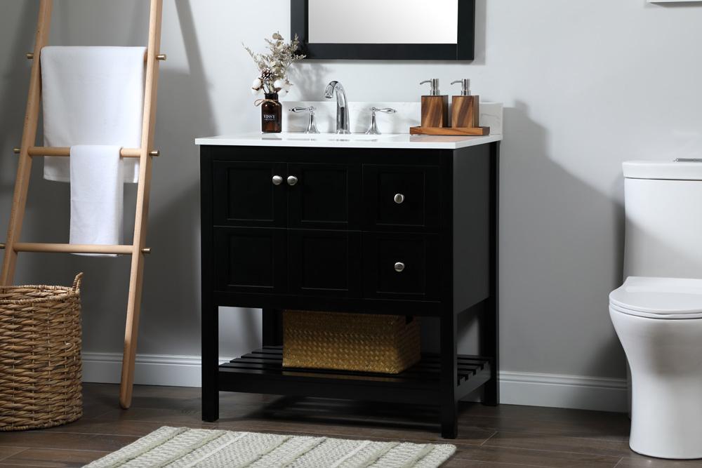 Elegant Furniture & Lighting - Theo 32 inch Single bathroom vanity in black with backsplash - VF16432BK-BS veiw 9