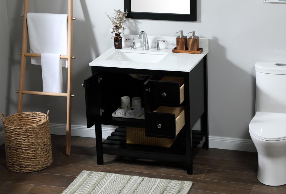 Elegant Furniture & Lighting - Theo 32 inch Single bathroom vanity in black with backsplash - VF16432BK-BS veiw 10