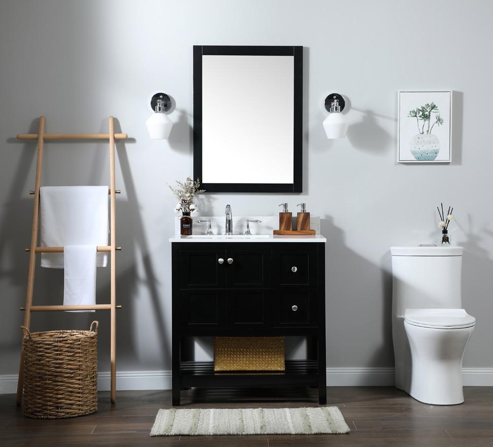 Elegant Furniture & Lighting - Theo 32 inch Single bathroom vanity in black with backsplash - VF16432BK-BS veiw 11