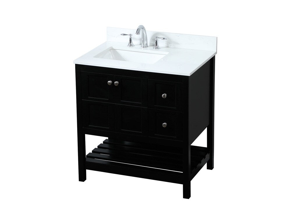 Elegant Furniture & Lighting - Theo 32 inch Single bathroom vanity in black with backsplash - VF16432BK-BS veiw 15