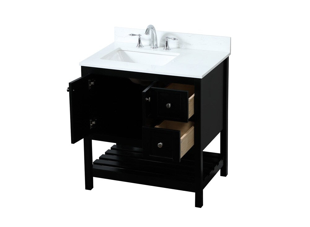 Elegant Furniture & Lighting - Theo 32 inch Single bathroom vanity in black with backsplash - VF16432BK-BS veiw 16