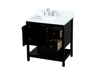Elegant Furniture & Lighting - Theo 32 inch Single bathroom vanity in black with backsplash - VF16432BK-BS veiw 16