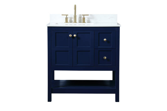 Elegant Furniture & Lighting - Theo 32 inch Single bathroom vanity in blue with backsplash - VF16432BL-BS veiw 1