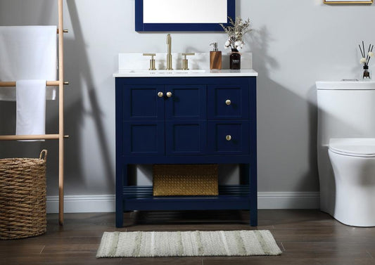 Elegant Furniture & Lighting - Theo 32 inch Single bathroom vanity in blue with backsplash - VF16432BL-BS veiw 2
