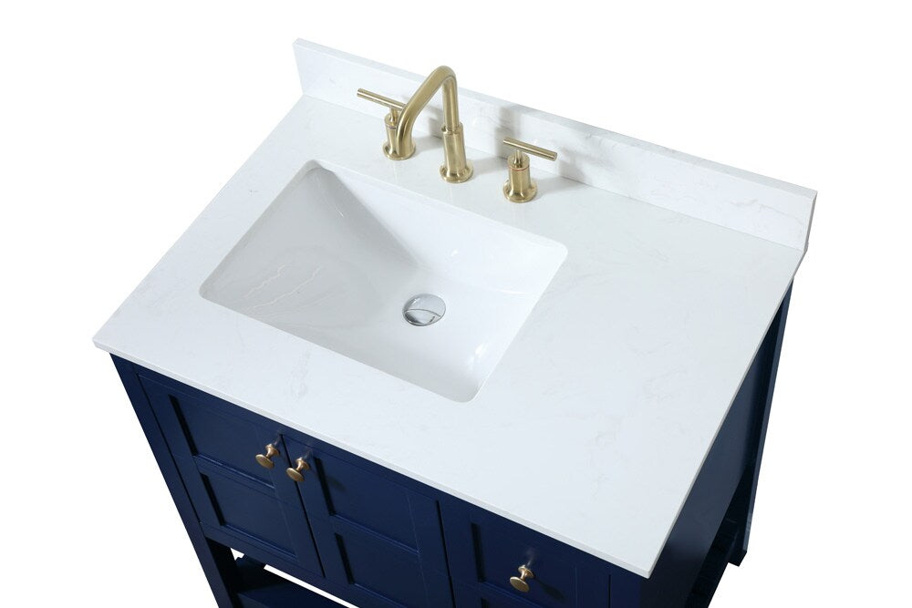 Elegant Furniture & Lighting - Theo 32 inch Single bathroom vanity in blue with backsplash - VF16432BL-BS veiw 3