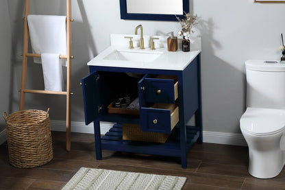 Elegant Furniture & Lighting - Theo 32 inch Single bathroom vanity in blue with backsplash - VF16432BL-BS veiw 10