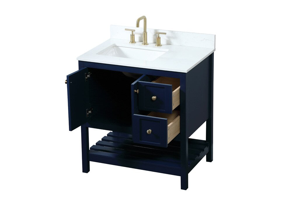 Elegant Furniture & Lighting - Theo 32 inch Single bathroom vanity in blue with backsplash - VF16432BL-BS veiw 16