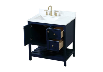 Elegant Furniture & Lighting - Theo 32 inch Single bathroom vanity in blue with backsplash - VF16432BL-BS veiw 16