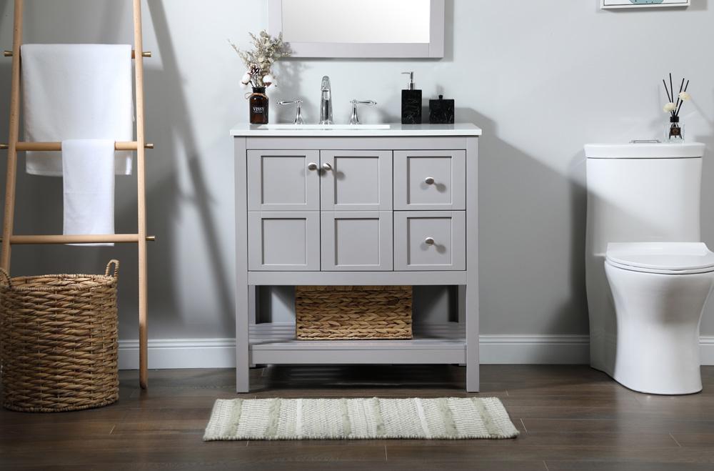 Elegant Furniture & Lighting - Theo 32 inch Single bathroom vanity in grey - VF16432GR veiw 2