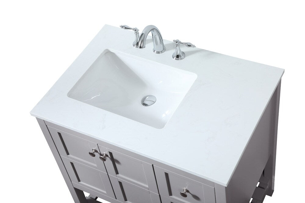 Elegant Furniture & Lighting - Theo 32 inch Single bathroom vanity in grey - VF16432GR veiw 3