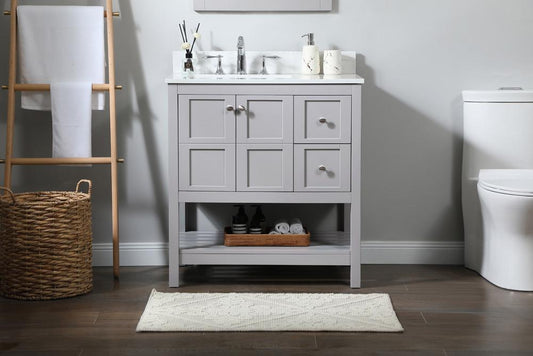 Elegant Furniture & Lighting - Theo 32 inch Single bathroom vanity in grey with backsplash - VF16432GR-BS veiw 2