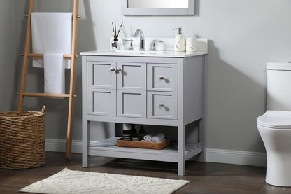 Elegant Furniture & Lighting - Theo 32 inch Single bathroom vanity in grey with backsplash - VF16432GR-BS veiw 9