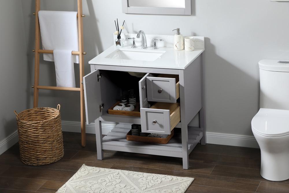 Elegant Furniture & Lighting - Theo 32 inch Single bathroom vanity in grey with backsplash - VF16432GR-BS veiw 10