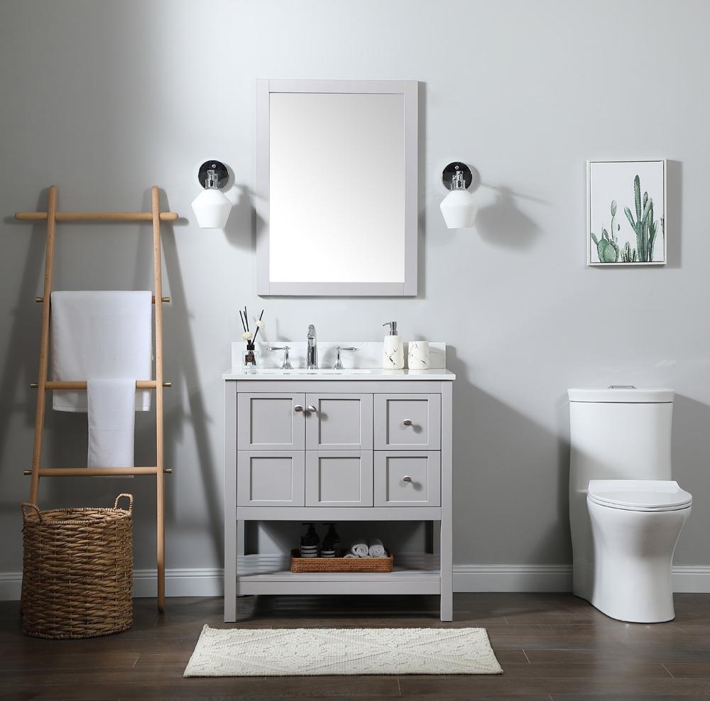 Elegant Furniture & Lighting - Theo 32 inch Single bathroom vanity in grey with backsplash - VF16432GR-BS veiw 11