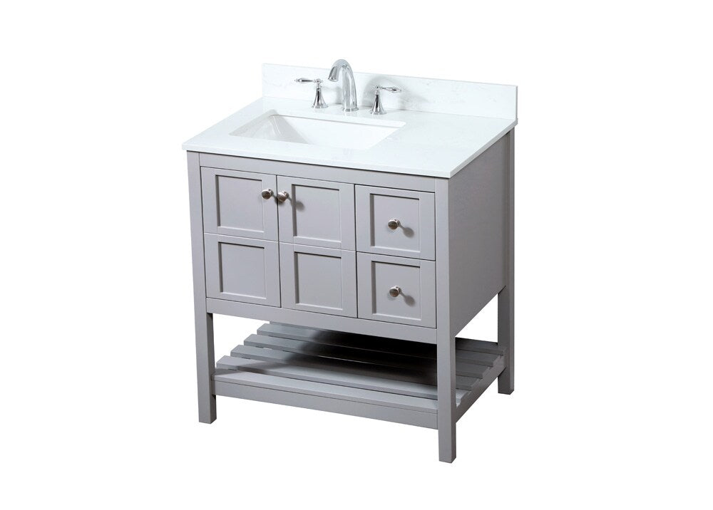 Elegant Furniture & Lighting - Theo 32 inch Single bathroom vanity in grey with backsplash - VF16432GR-BS veiw 15