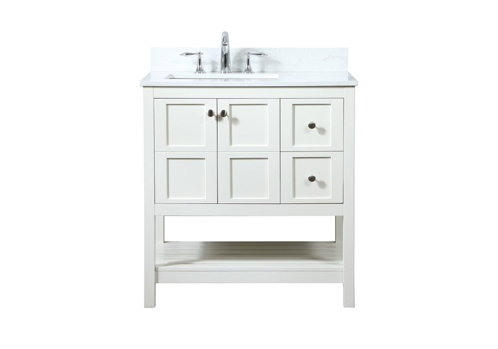 Elegant Furniture & Lighting - Theo 32 inch Single bathroom vanity in white with backsplash - VF16432WH-BS veiw 1