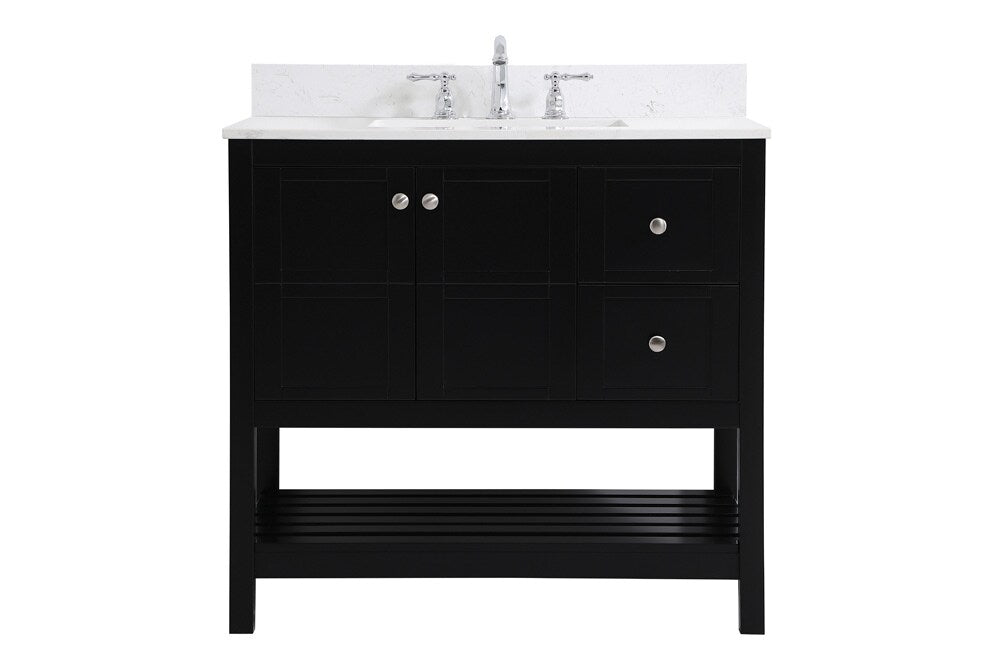 Elegant Furniture & Lighting - Theo 36 inch Single Bathroom Vanity in Black with Backsplash - VF16436BK-BS veiw 1