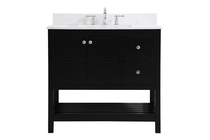 Elegant Furniture & Lighting - Theo 36 inch Single Bathroom Vanity in Black with Backsplash - VF16436BK-BS veiw 1