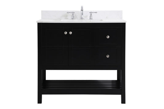 Elegant Furniture & Lighting - Theo 36 inch Single Bathroom Vanity in Black with Backsplash - VF16436BK-BS veiw 1
