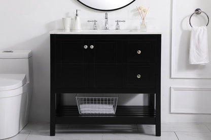 Elegant Furniture & Lighting - Theo 36 inch Single Bathroom Vanity in Black with Backsplash - VF16436BK-BS veiw 2