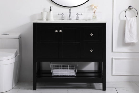 Elegant Furniture & Lighting - Theo 36 inch Single Bathroom Vanity in Black with Backsplash - VF16436BK-BS veiw 2