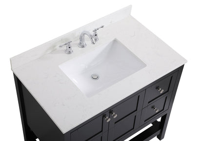 Elegant Furniture & Lighting - Theo 36 inch Single Bathroom Vanity in Black with Backsplash - VF16436BK-BS veiw 3