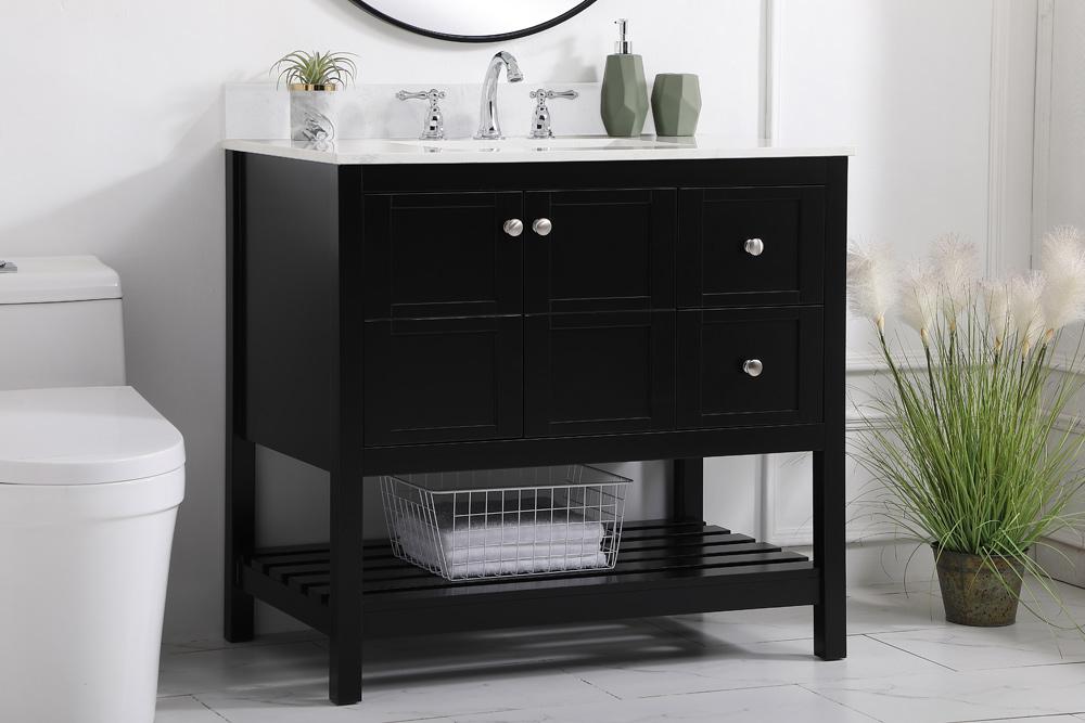Elegant Furniture & Lighting - Theo 36 inch Single Bathroom Vanity in Black with Backsplash - VF16436BK-BS veiw 8