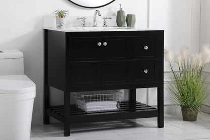 Elegant Furniture & Lighting - Theo 36 inch Single Bathroom Vanity in Black with Backsplash - VF16436BK-BS veiw 8