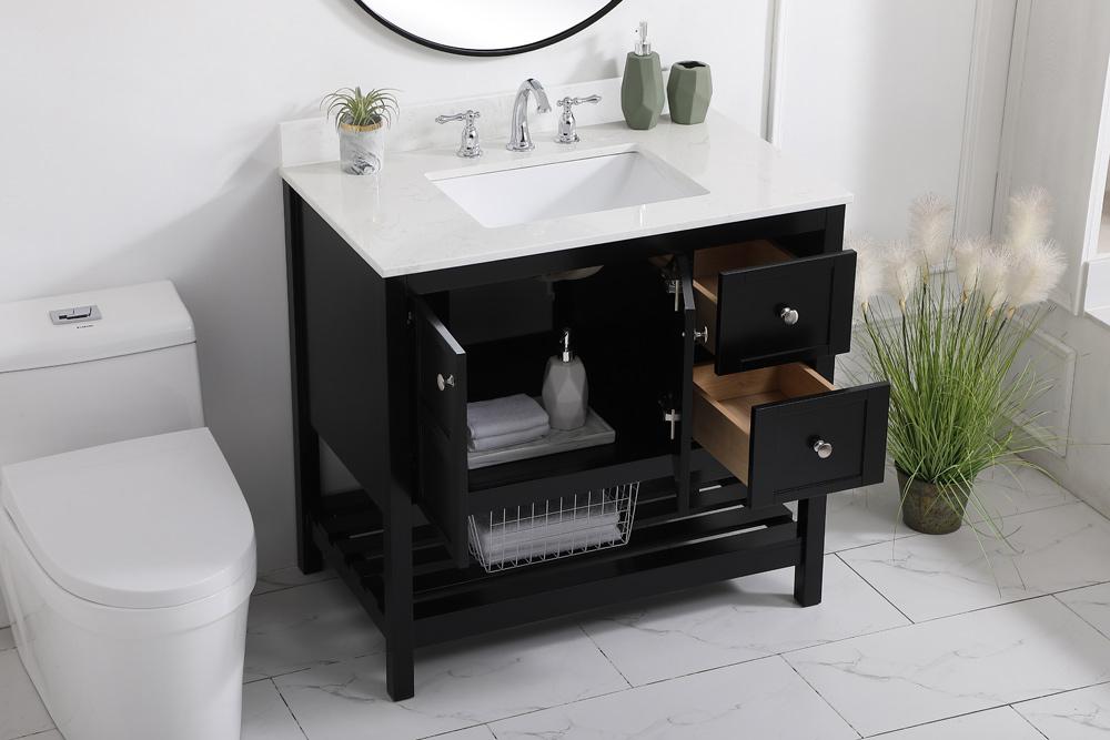 Elegant Furniture & Lighting - Theo 36 inch Single Bathroom Vanity in Black with Backsplash - VF16436BK-BS veiw 9