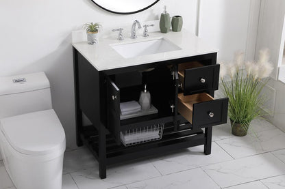 Elegant Furniture & Lighting - Theo 36 inch Single Bathroom Vanity in Black with Backsplash - VF16436BK-BS veiw 9