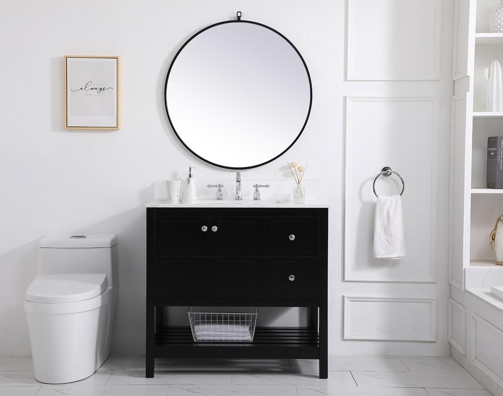 Elegant Furniture & Lighting - Theo 36 inch Single Bathroom Vanity in Black with Backsplash - VF16436BK-BS veiw 10