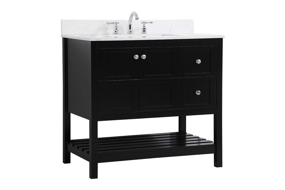 Elegant Furniture & Lighting - Theo 36 inch Single Bathroom Vanity in Black with Backsplash - VF16436BK-BS veiw 13