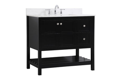 Elegant Furniture & Lighting - Theo 36 inch Single Bathroom Vanity in Black with Backsplash - VF16436BK-BS veiw 13