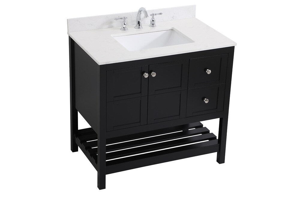 Elegant Furniture & Lighting - Theo 36 inch Single Bathroom Vanity in Black with Backsplash - VF16436BK-BS veiw 14